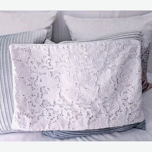 Bella Lux 16 X 24 White Eyelet Lace Romantic Shabby Chic Pillow Cover